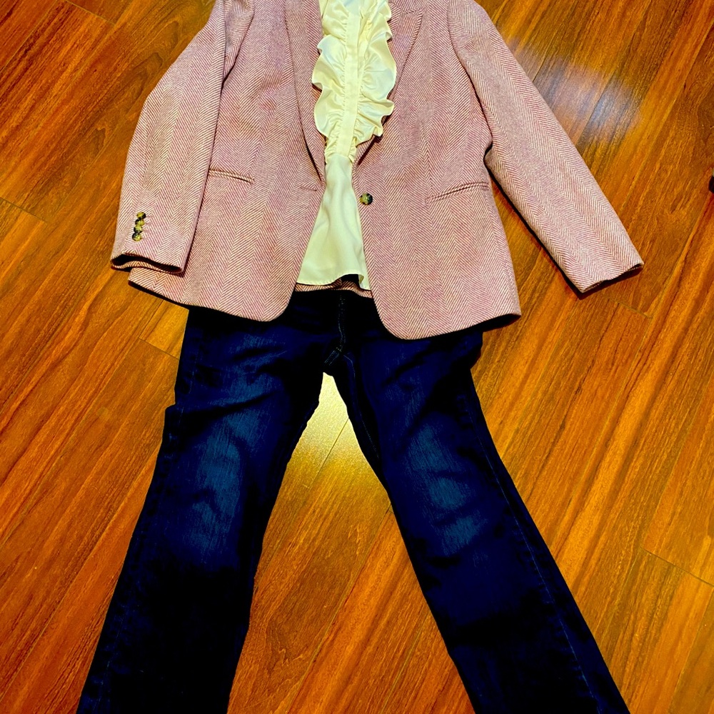 JCrew Parke jacket in pink wool herringbone